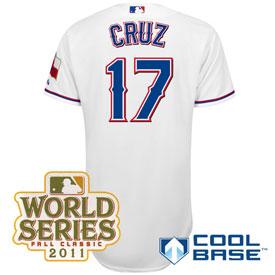 Cheap Texas Rangers 17 Nelson Cruz 2011 World Series Fall Classic White Jersey For Sale