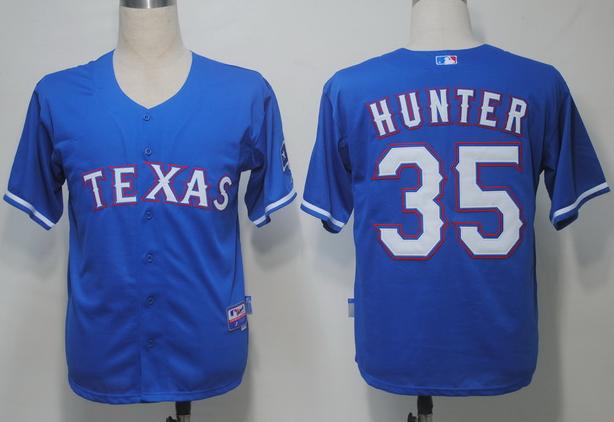 Cheap Texas Rangers 35 Hunter Blue Cool Base MLB Jerseys For Sale
