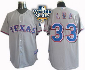 Cheap Texas Rangers 33 Cliff Lee Jersey 2010W Series Patch Jersey gray For Sale