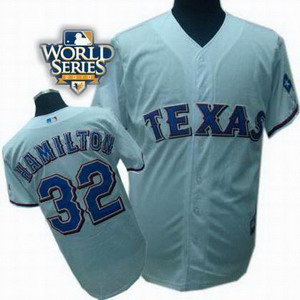 Cheap Texas Rangers 32 Josh Hamilton 2010 World Series Patch jerseys white For Sale