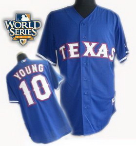 Cheap Texas Rangers 10 Michael Young 2010 World Series Patch Cream blue For Sale