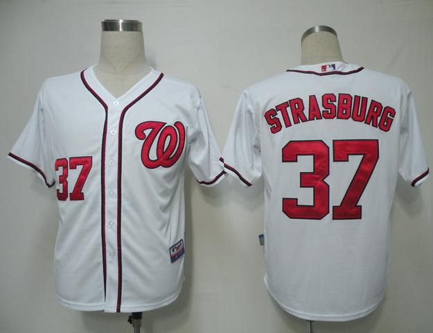 Cheap Washington Nationals 37 Strasburg White Cool Base MLB Jersey For Sale