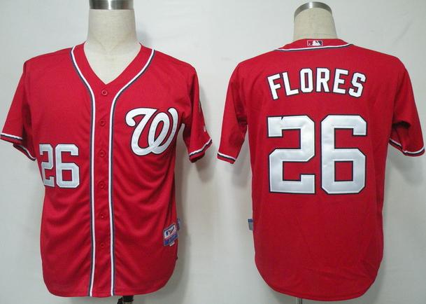 Cheap Washington Nationals 26 Flores Red 2011 Cool Base MLB Jersey For Sale