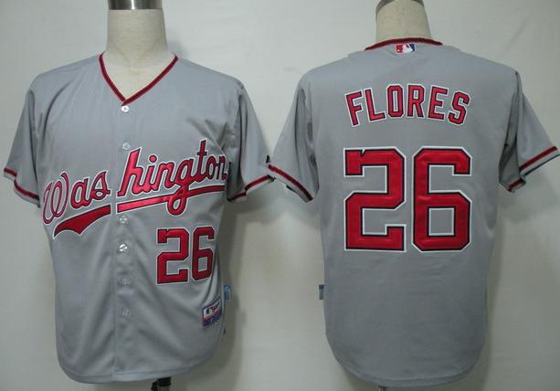 Cheap Washington Nationals 26 Flores Grey Cool Base MLB Jersey For Sale
