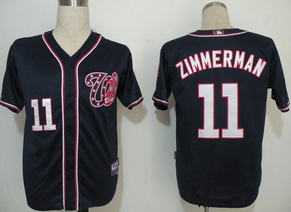 Cheap Washington Nationals 11 Zimmerman Dark Blue MLB Jersey For Sale