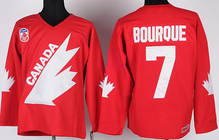 Cheap 1991 Canada Olympic #7 Bourque Red Throwback NHL Jerseys For Sale