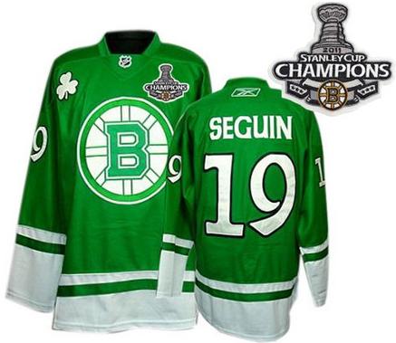 Cheap Boston Bruins 19 Tyler Seguin Green St Patty's Day 2011 Stanley Cup Champions NHL Jersey For Sale