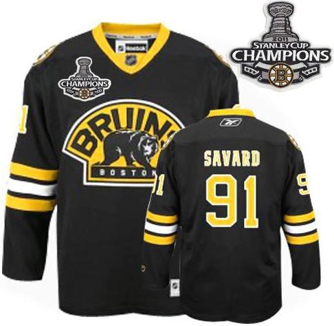 Cheap Boston Bruins 91 Marc Savard Black Third 2011 Stanley Cup Champions NHL Jersey For Sale