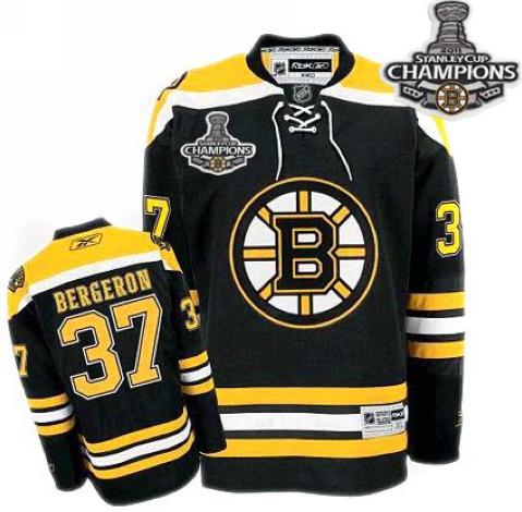 Cheap Boston Bruins 37 Patrice Bergeron Black 2011 Stanley Cup Champions NHL Jersey For Sale
