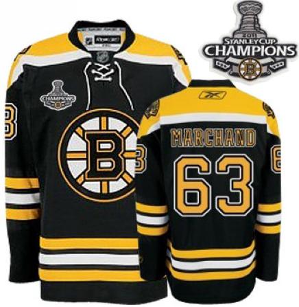 Cheap Boston Bruins 63 Brad Marchand Black 2011 Stanley Cup Champions NHL Jersey For Sale
