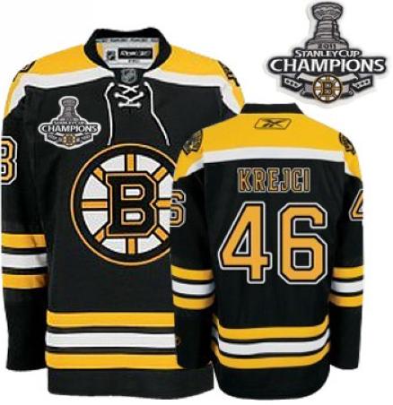 Cheap Boston Bruins 46 David Krejci Black 2011 Stanley Cup Champions NHL Jersey For Sale