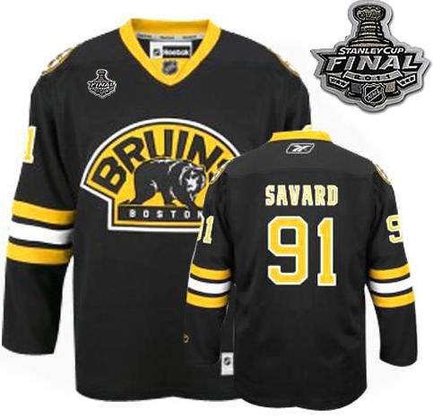 Cheap Boston Bruins 91 Savard 2011 Stanley Cup 3rd black Jersey For Sale