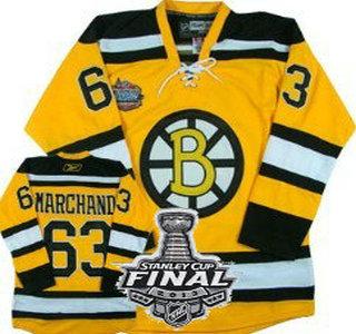 Cheap Boston Bruins 63 Brad Marchand Yellow NHL Jerseys With 2013 Stanley Cup Patch For Sale