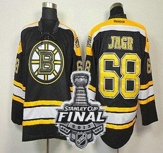 Cheap Boston Bruins 68 Jaromir Jagr Black NHL Jerseys With 2013 Stanley Cup Patch For Sale