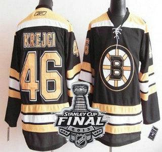 Cheap Boston Bruins 46 David Krejci Black NHL Jerseys With 2013 Stanley Cup Patch For Sale