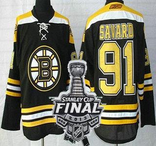 Cheap Boston Bruins 91 Marc Savard Black NHL Jerseys With 2013 Stanley Cup Patch For Sale
