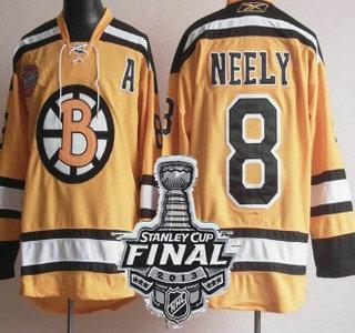 Cheap Boston Bruins 8 Cam Neely Yellow NHL Jerseys With 2013 Stanley Cup Patch For Sale