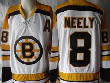Cheap Boston Bruins 8 Neely White Throwback Jersey For Sale