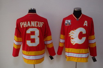Cheap Ccm Calgary Flames 3 Phaneuf Red 30TH patch Jersey For Sale