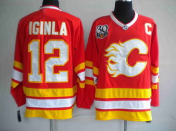Cheap Calgary Flames 12 Jarome Iginla red 30th For Sale