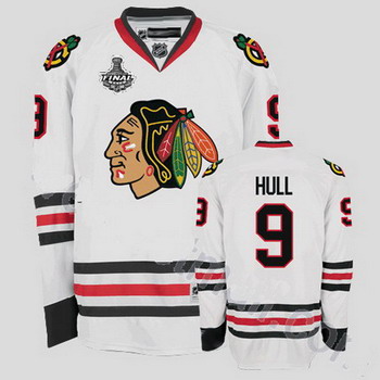 Cheap Chicago Blackhawks 9 Bobby Hull Stitched White Jersey with Stanley Cup Finals Patch For Sale