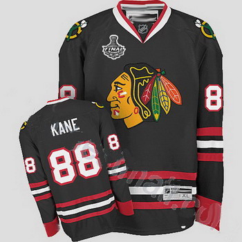 Cheap Chicago Blackhawks 88 Patrick Kane Stitched Black Jersey Finals Patch with Stanley Cup For Sale