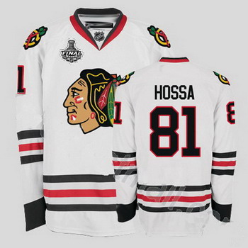 Cheap Chicago Blackhawks 81 Marian Hossa White Jersey with Stanley Cup Finals Patch For Sale