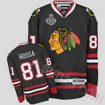 Cheap Chicago Blackhawks 81 Marian Hossa Black Jersey with Stanley Cup Finals Patch For Sale