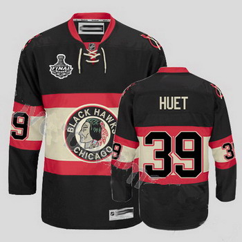 Cheap Chicago Blackhawks 39 Cristobal Huet Black New Third Jersey with Stanley Cup Finals Patch For Sale