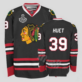 Cheap Chicago Blackhawks 39 Cristobal Huet Black Jersey with Stanley Cup Finals Patch For Sale