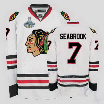 Cheap Chicago Blackhawks 7 Brent Seabrook White Jersey Champions cup Patch For Sale