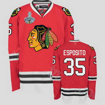 Cheap Chicago Blackhawks 35 Tony Esposito Red Jersey Champions Cup Patch For Sale