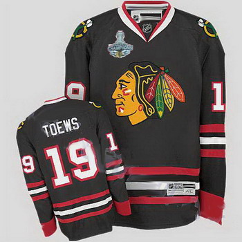 Cheap Chicago Blackhawks 19 Jonathan Toews Black Jersey Champions cup Patch For Sale