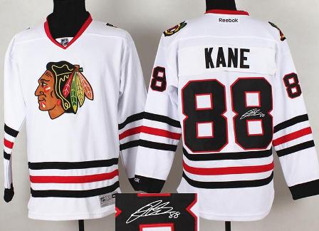 Cheap Chicago Blackhawks 88 Patrick Kane White Signed NHL Hockey Jerseys For Sale