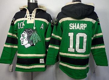 Cheap Chicago Blackhawks 10 Patrick Sharp Green Lace-Up NHL Jersey Hoodies For Sale