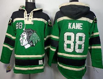 Cheap Chicago Blackhawks 88 Patrick Kane Green Lace-Up NHL Jersey Hoodies For Sale
