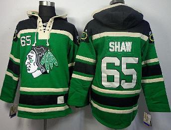 Cheap Chicago Blackhawks 65 Andrew Shaw Green Lace-Up NHL Jersey Hoodies For Sale