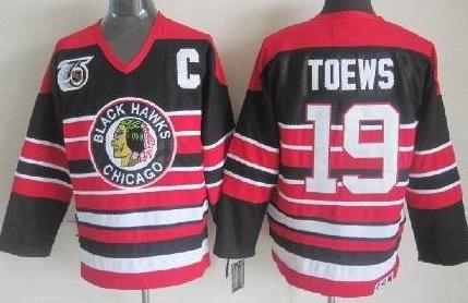 Cheap Chicago Blackhawks 19 Jonathan Toews Black 75th Throwback CCM NHL Jerseys For Sale