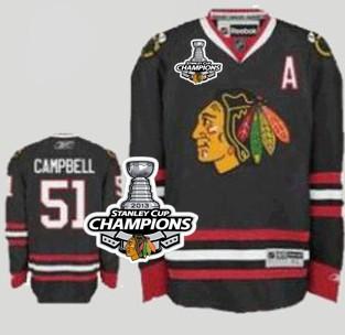 Cheap Chicago Blackhawks 51 Brian Campbell Black 2013 Stanley Cup Champions Patch NHL Jerseys For Sale