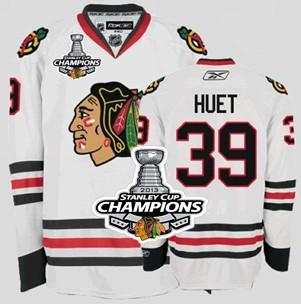 Cheap Chicago Blackhawks 39 CRISTOBAL HUET White 2013 Stanley Cup Champions Patch NHL Jerseys For Sale