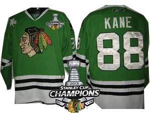 Cheap Chicago Blackhawks 88 Edge Kane Green 2013 Stanley Cup Champions Patch NHL Jerseys For Sale
