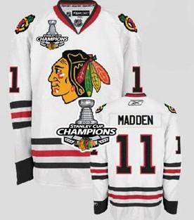 Cheap Chicago Blackhawks 11 John Madden White 2013 Stanley Cup Champions Patch NHL Jerseys For Sale