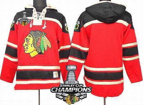 Cheap Chicago Blackhawks Blank Red 2013 Stanley Cup Champions Patch NHL Jerseys Hoody For Sale