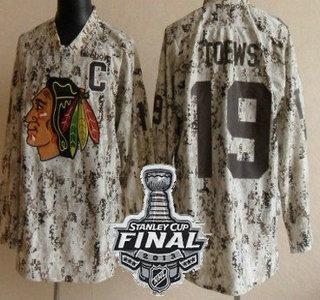 Cheap Chicago Blackhawks 19 Jonathan Toews White Camo NHL Jerseys With 2013 Stanley Cup Patch For Sale