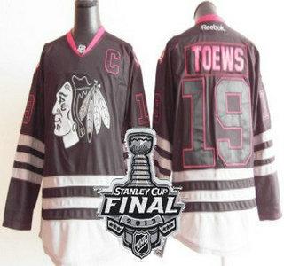 Cheap Chicago Blackhawks 19 Jonathan Toews Black Ice NHL Jerseys With 2013 Stanley Cup Patch For Sale