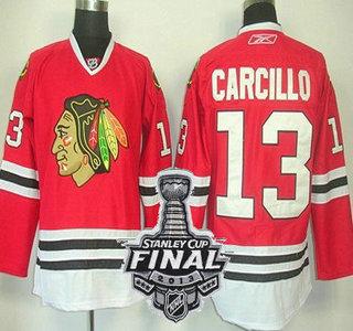 Cheap Chicago Blackhawks 13 Daniel Carcillo Red NHL Jerseys With 2013 Stanley Cup Patch For Sale