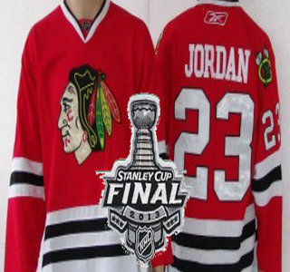 Cheap Chicago Blackhawks 23 Jordan Red NHL Jerseys With 2013 Stanley Cup Patch For Sale