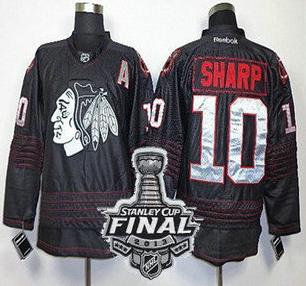 Cheap Chicago Blackhawks 10 Patrick Sharp Black Ice NHL Jerseyss With 2013 Stanley Cup Patch For Sale