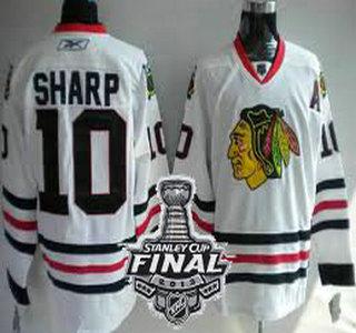 Cheap Chicago Blackhawks 10 Patrick Sharp White NHL Jerseys With 2013 Stanley Cup Patch For Sale