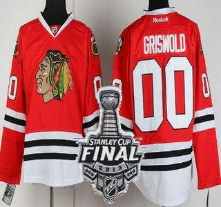 Cheap Chicago Blackhawks 00 Clark Griswold Red NHL Jerseys With 2013 Stanley Cup Patch For Sale